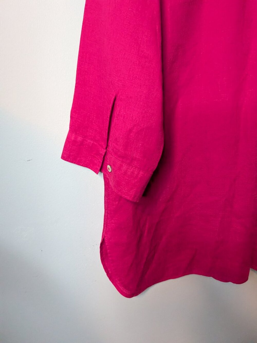 Chicos Linen No Iron 3/4 Sleeve Button Blouse Size 3 Pink - Picture 6 of 6